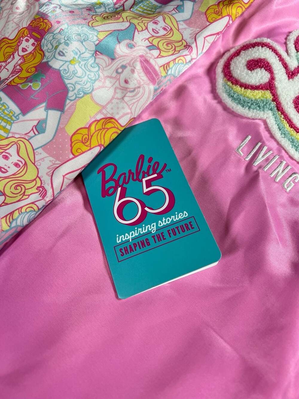 Loungefly Barbie 65th Anniversary Satin Varsity Bomber Jacket Size Medium - Picture 2 of 12